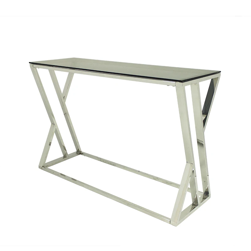 Console Table Antique Silver Hallway Tempered Glass Mirrored Metal Luxury Chinese Living Room Furniture Coffee Table Modern
