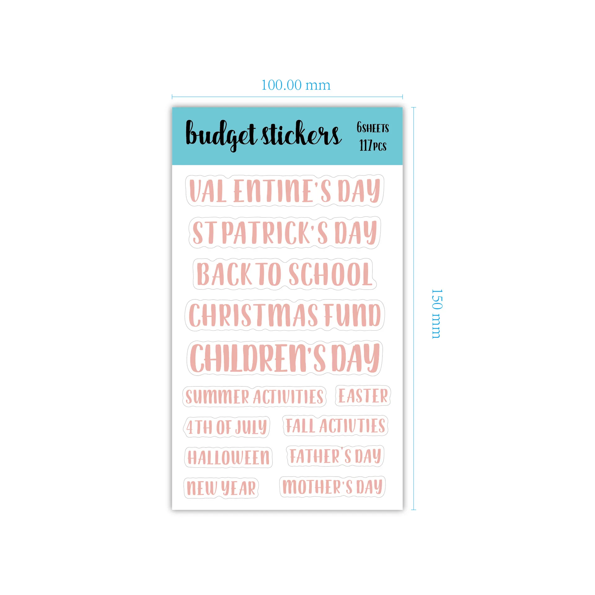 High Quality Cash Envelope Budget Category Sticker English Plan Book Scrapbook Decoration Waterproof  Custom Planner Sticker