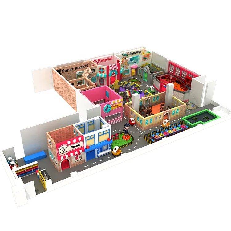 Softplay Playgrounds Kids Play Center Equipment Plastic Slide Indoor Small Space Theme Playground