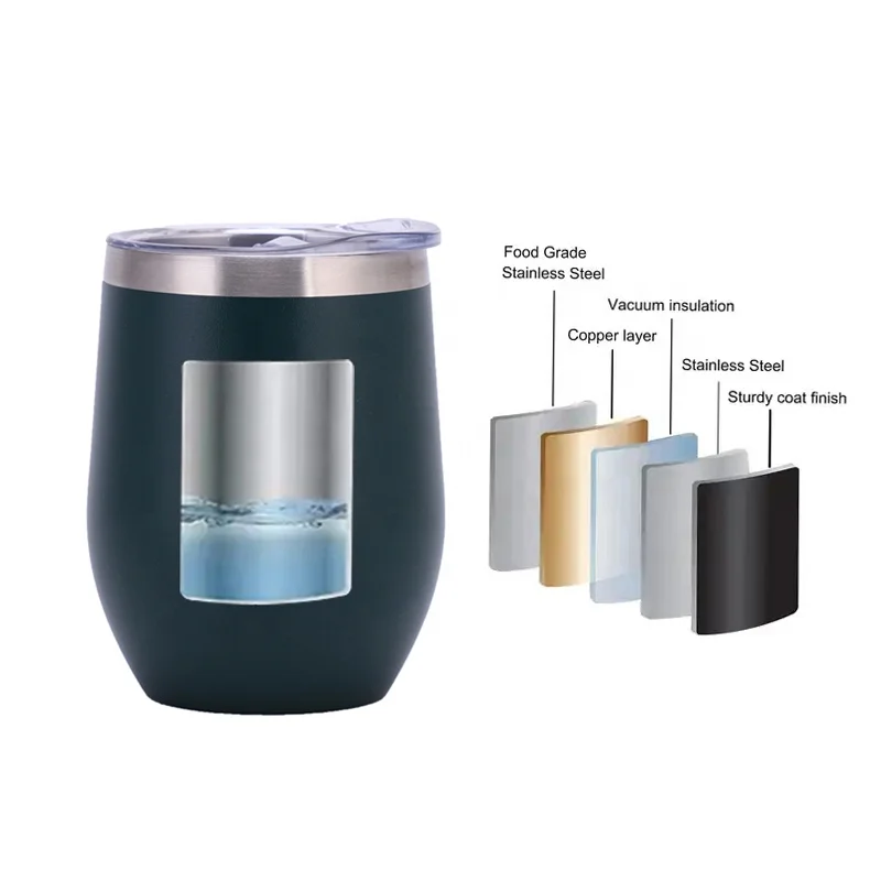 Custom Logo 12oz Egg Shape Double Wall Stainless Steel Vacuum Insulated Wine Tumblers Water Bottles