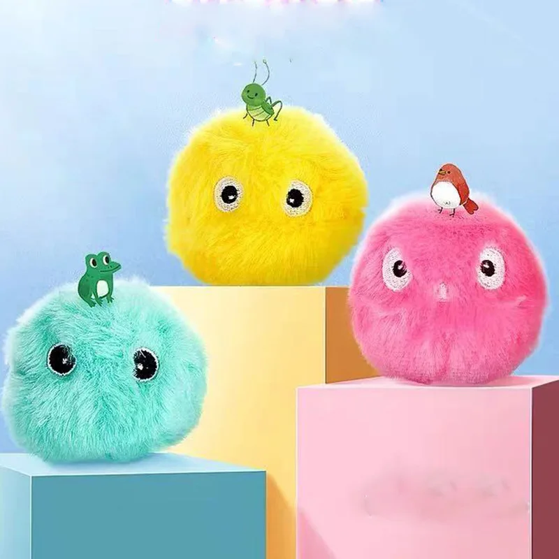 Dougez 3 реалистичные животные Pet Скрипучий Игрушки Интерактивные встроенный котенок кошка футболист игрушки Пушистый Плюшевый игровой комплекс для кошек мяч надувные