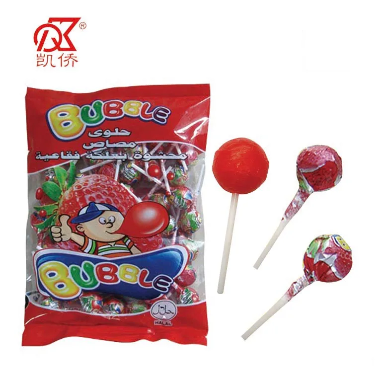 15g Halal Ball Shape Fruit Lollipop With Gum