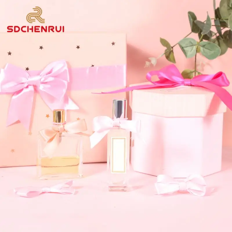 Factory Ribbon Bows Wholesale printed Customized Pretied Premade Red Black Satin Ribbon Bows for gift packing