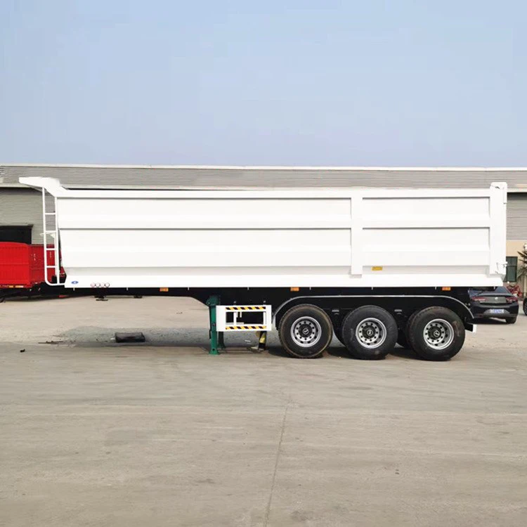 China Tri-axle Trailer Heavy Duty Load 60--80ton Side Hydraulic Dump Tipper Trailer Truck Rear Dumper Semi Trailer
