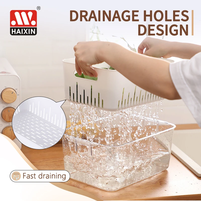 Stackable Fridge Organizer Clear Plastic Fridge Bins Organizing for Kitchen Storage food containers crisper box with basket