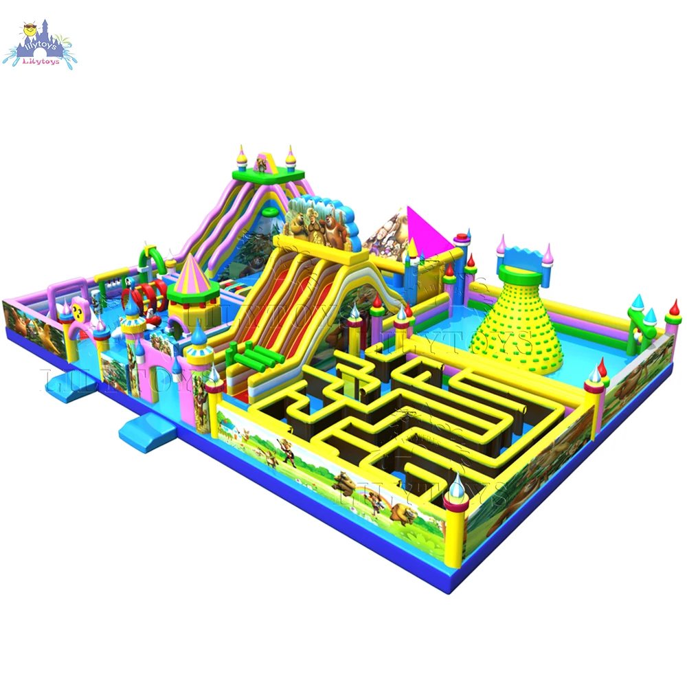 inflatable obstacle course indoor playground outdoor amusement park equipment inflatable fun city