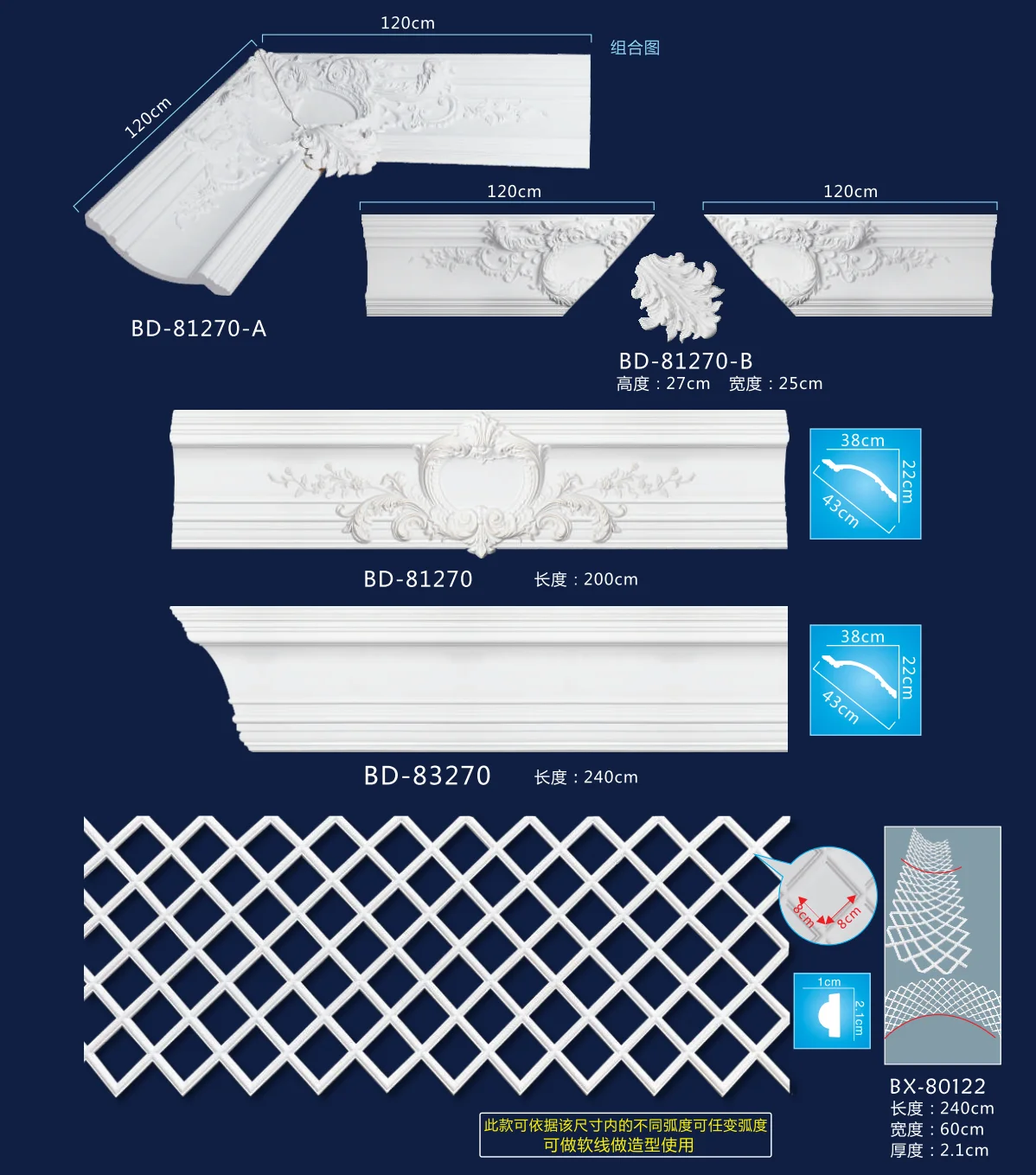 Пенополиуретановое формование, Декоративная Корона из пенополиуретана, молдинг, карниз, плинтус, панели для пола, плинтуса