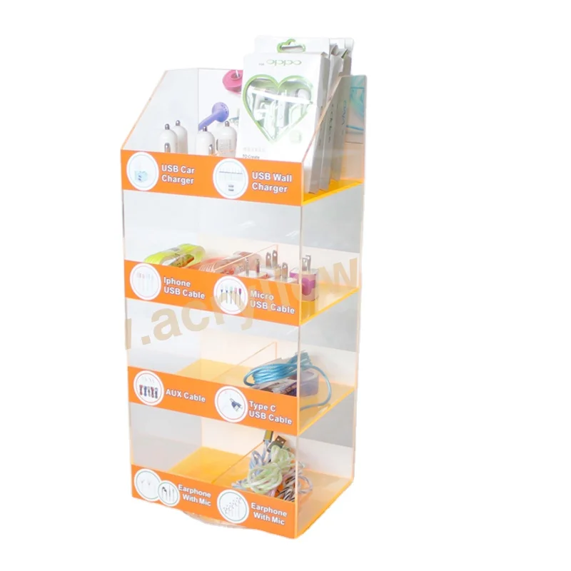 portable mobile phone accessories display acrylic cell phone charger display stand