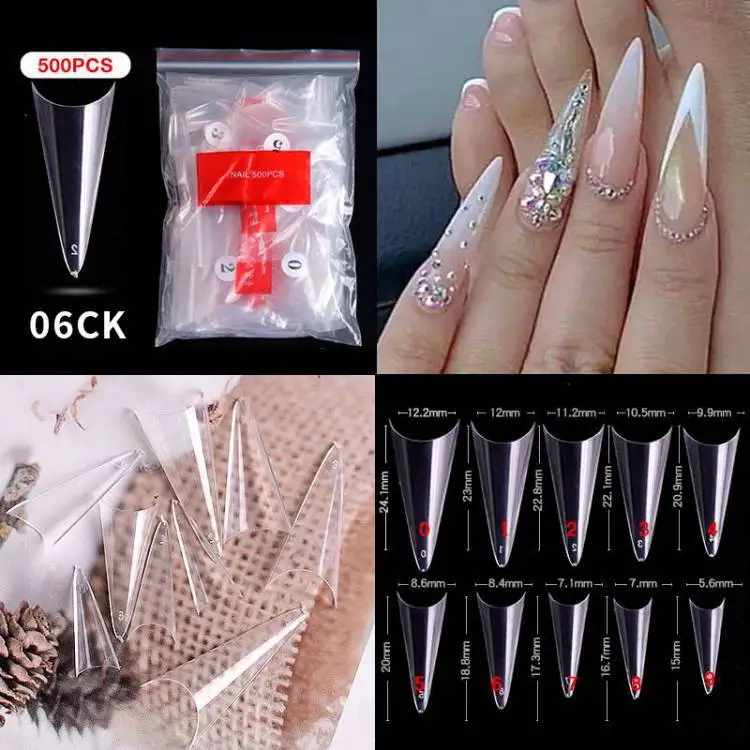 Customized Order Of Half Cover Short Length Sqaure Long Pointed Color Nail Tips With Glue Tabs Artificial Fingernails