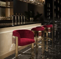 2023 Luxury Gold Stainless Steel Bar Chair Velvet High Counter Chair Bar Stool For Home Hotel Pub Wedding