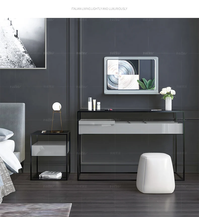 Modern new smart square wood movable lifting multifunctional smart bedside table with drawer