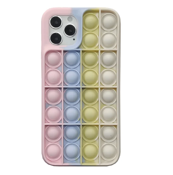 
Amazon Creative Silicone Soft Rainbow Push It Bubble Silicone Phone Case Bubble Pops It Fidget Phone Case For Iphone 12 MAX PRO 