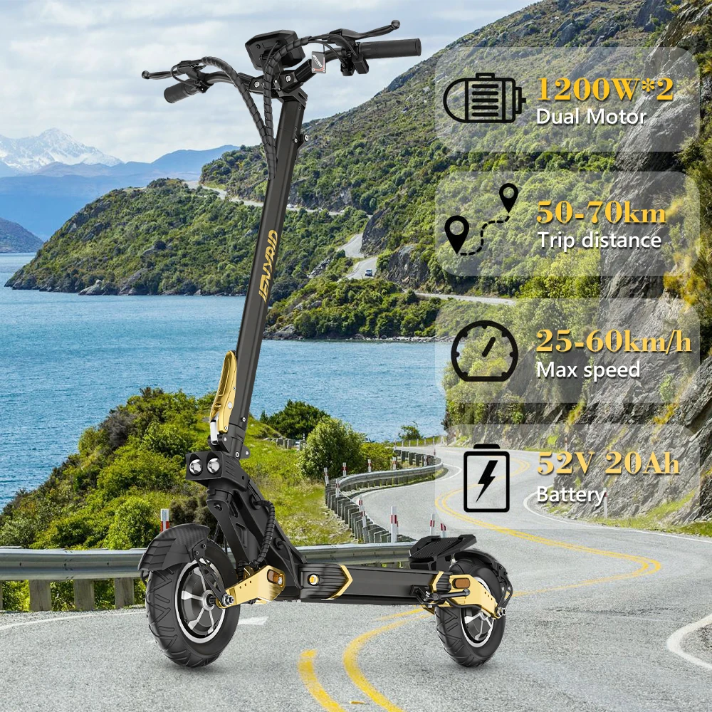 EU UK USA Stock 50-70KM Long Range 2400W powerful Dual Drive iENYRID ES30 Electric scooters 10inch Tires Folding eScooter Adult