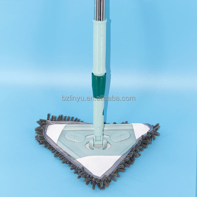 Floor window mop with adjust handle 360 Microfiber Duster Magic Flat Triangle Mop with Plastic Clean Scraper