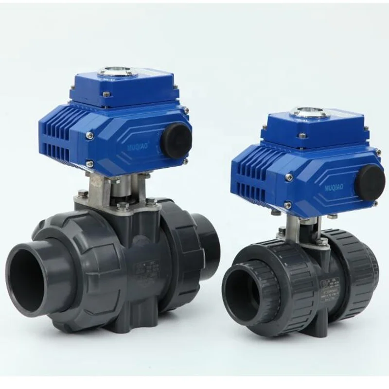 1/2in-4in 12v 24v pvc rotary actuator electric valve electric motorized remote control  two ways straight type plastic UPVC ball