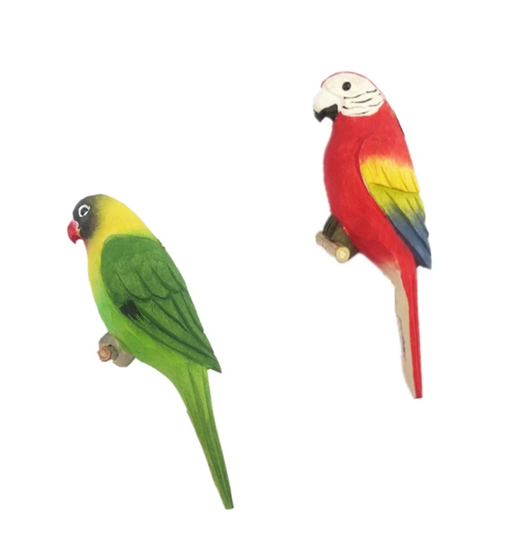 hot sale 100% hand carved animals wooden parrot