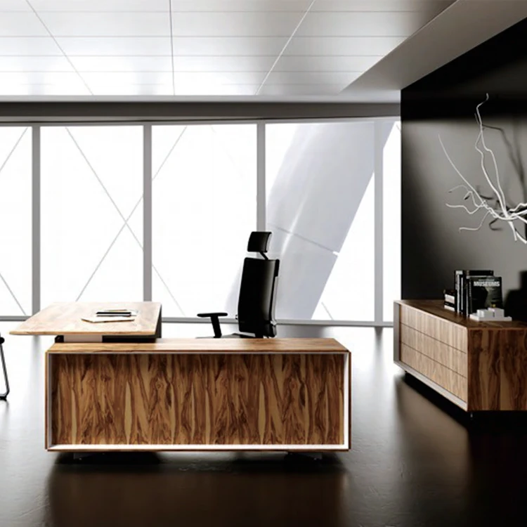 Fashionable design high quality solid wooden manager/CEO/boss black office table desk