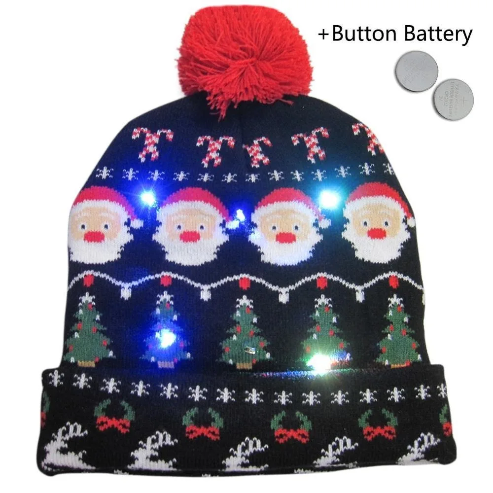 Рождественский светодиодный проблесковый маячок на новый год мягкие snowmanwarm шляпа для взрослых детей Рождественская вечеринка головные уборы рождественская