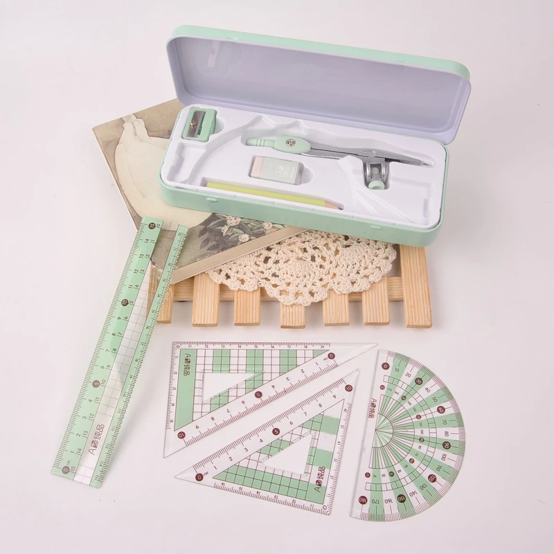 Милая Бестселлер для студентов 8 шт. набор для математики, Геометрическая коробка, учебный инструмент