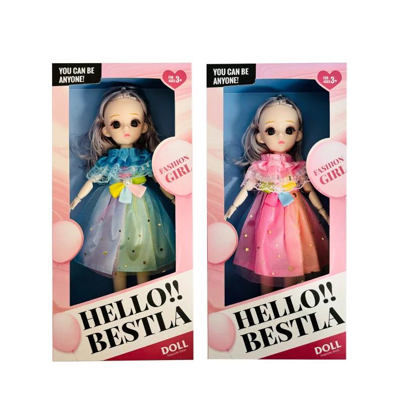 Fashion wear dress big eyes cute cartoon 12 inch baby girls doll toys 2024 for kids cheap