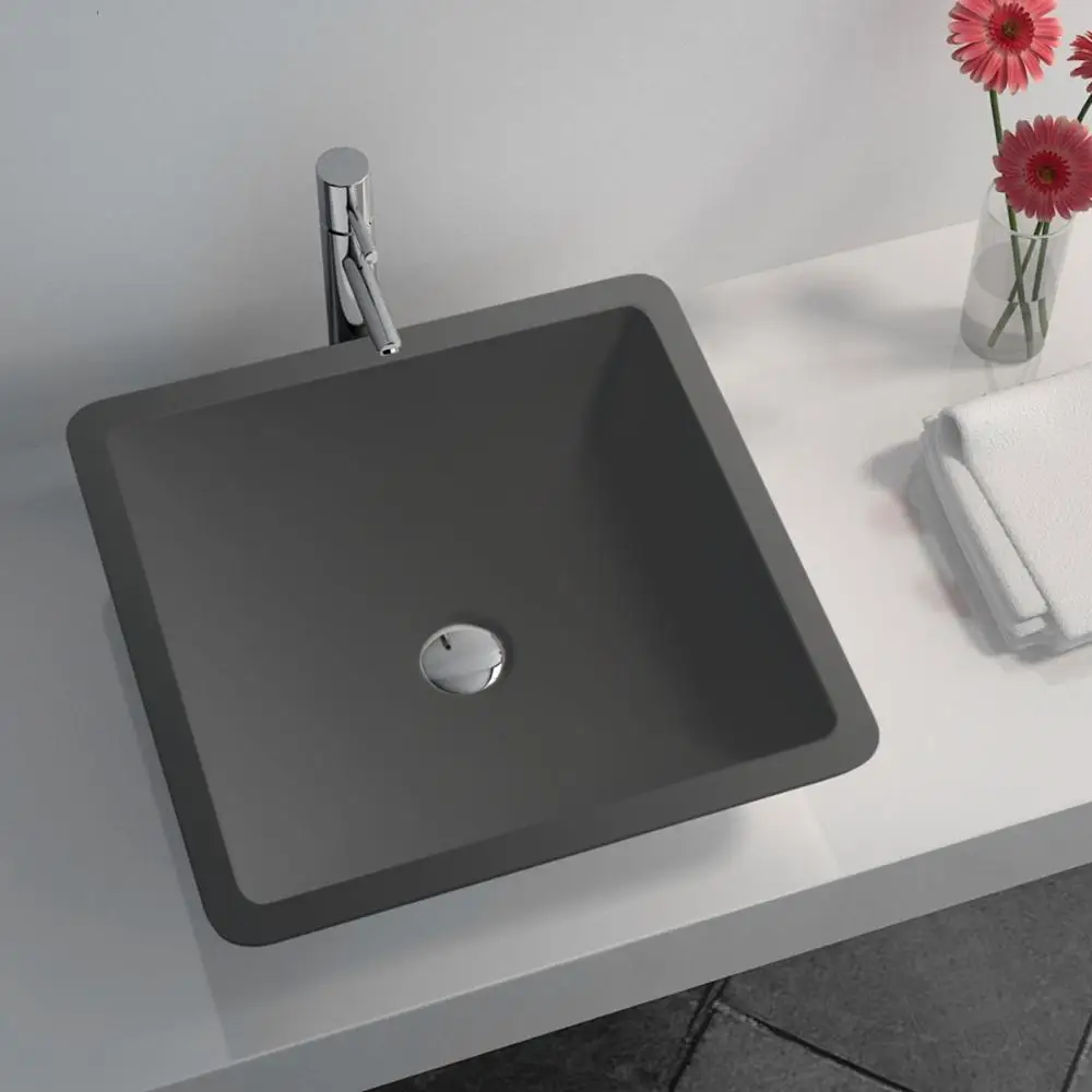 FW- 2212-M GREY  Hot Sell Cast Stone solid surface  basin Counter Vanity Top sink -Matt GREY