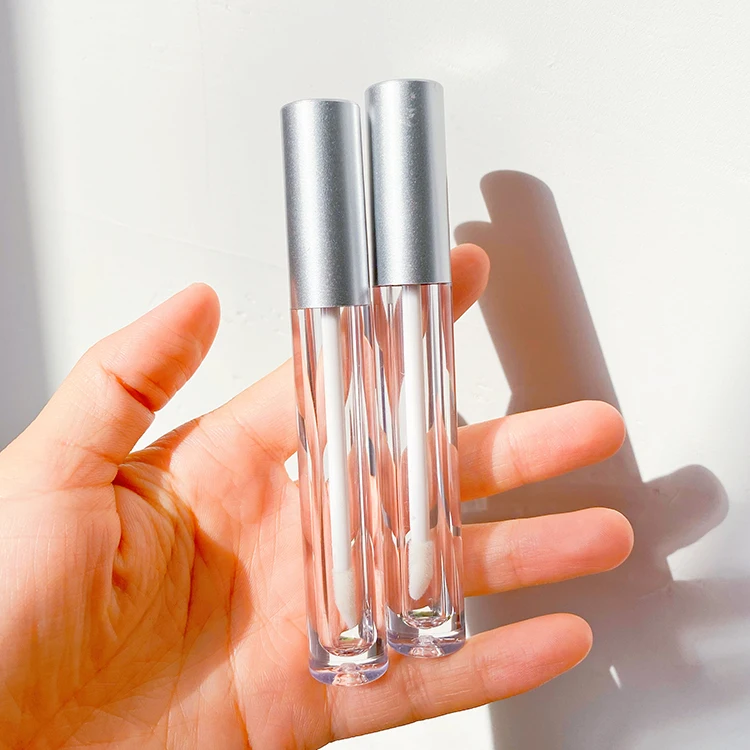 Customized Transparent Holographic Lip Gloss Tubes, Light Plastic Nude Chunky White Wand Lipgloss Tube Packaging With Logo