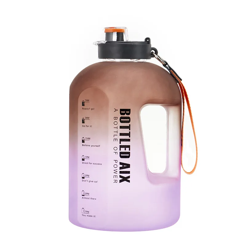 2.2L straw water bottle 1-gallon motivational drinking bottle plastic sport jug with time marker