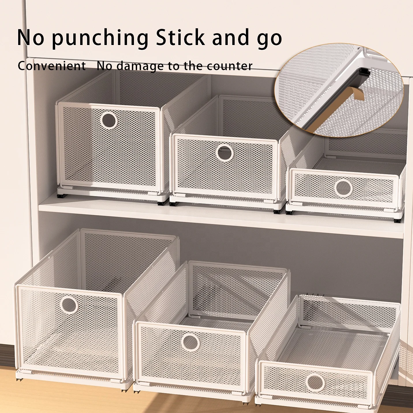 Stackable Drawer type home storage & organization storage cabinets rack holders metal wire basket storage racks shelving units