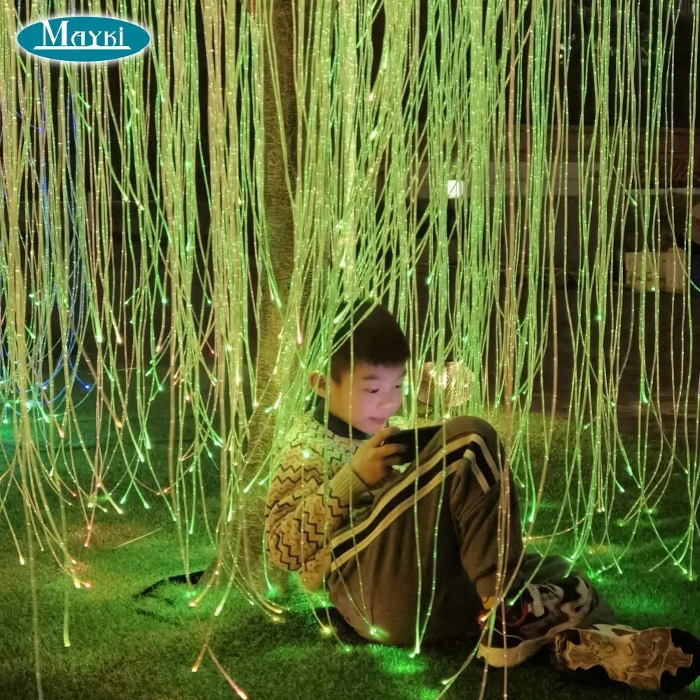RGBW Color Changing LED Willow Fiber Optic Light Christmas Outdoor Decoration Fiber Optic Avatar Tree Lighting