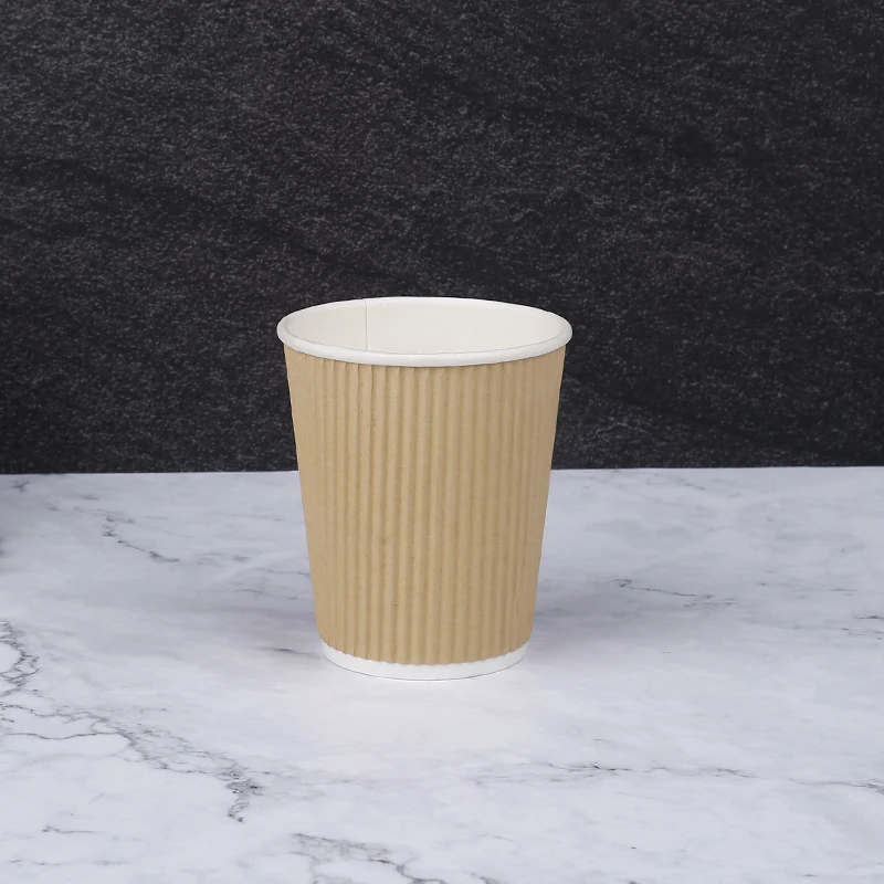 12oz Disposable Ripple Wall  Corrugated  Coffee Paper Cup Sold Wholesale