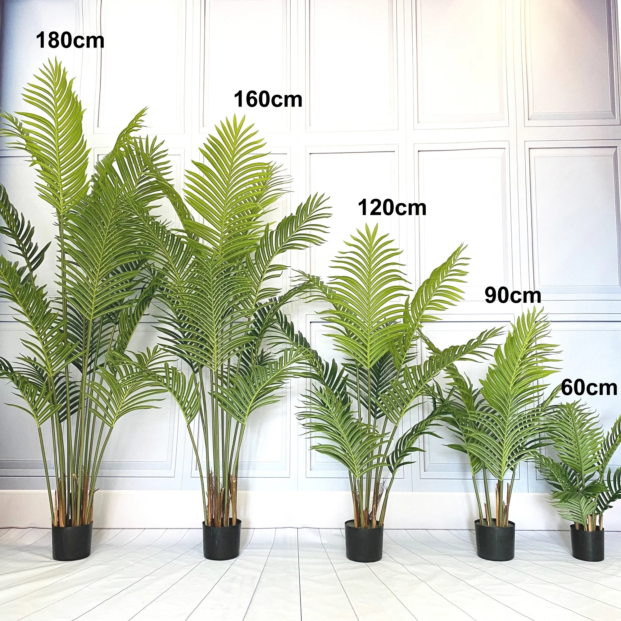 Wholesale plastic faked artificial plants & greenery faux potted decorative palm tree leaves plant outdoor trees for sale