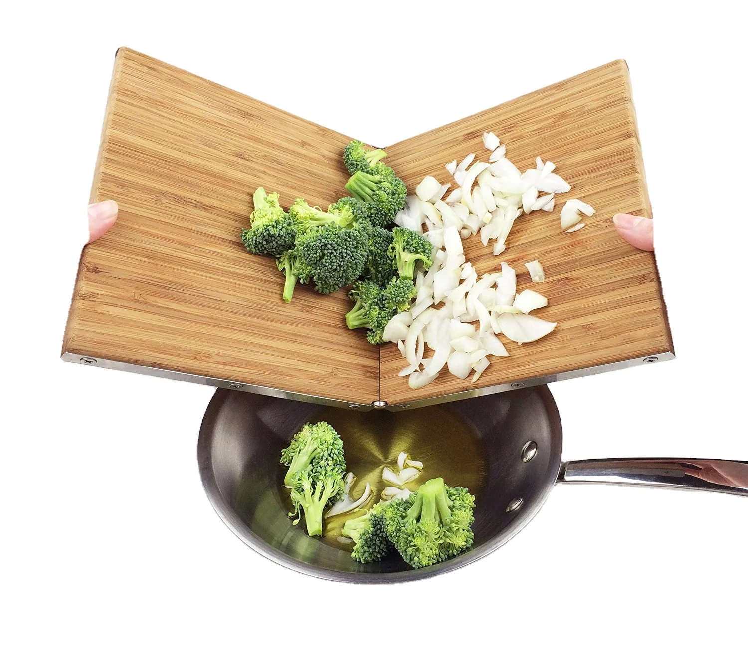 2 в 1 разделочная доска из бамбука для овощей складная с нарезанными и фильтрованными металлическими петлями