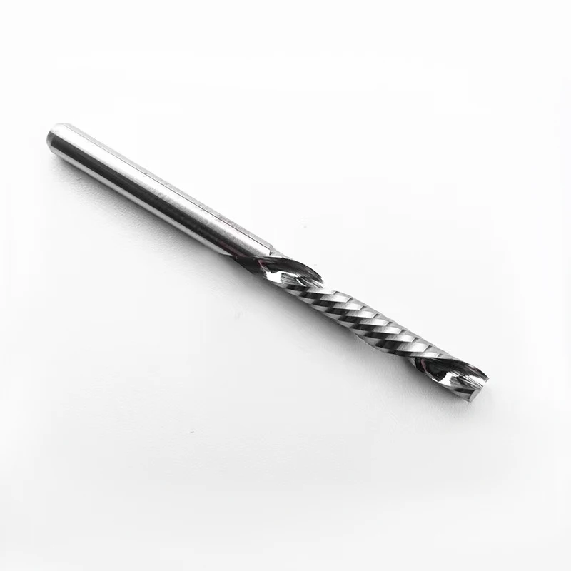 Kaijun Single Flute Down Cutter 3.175/4/6mm Shank Left Hand Super Aluminum Cutting Down Cutter Carbide Spiral End Mill