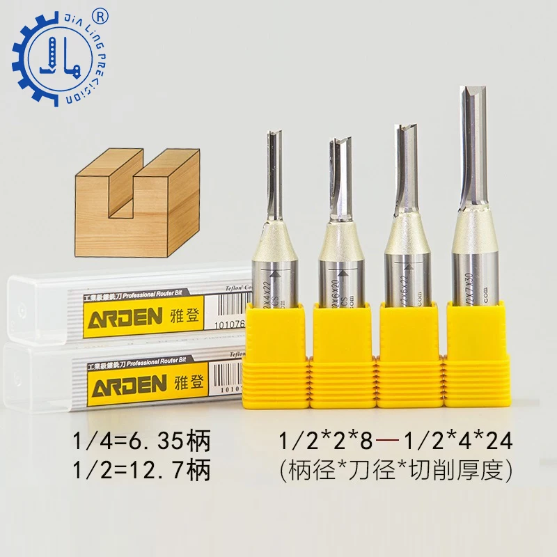 CNC TCT Straight End Mill 1/2 Shank 3 Straight Flutes Cutting Router Bit TCT Router Bit Tungsten Carbide Arden TCT Bit