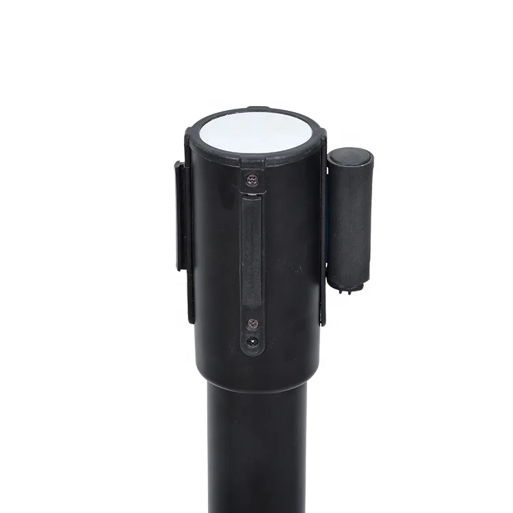 Black Stackable Retractable Belt Stanchions with U-shape Base