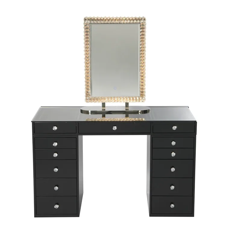 
Dressers Bedroom Glass Vanity Mirror Luxury Drawers White Furniture Makeup And Modern Wooden Table Top Dresser 