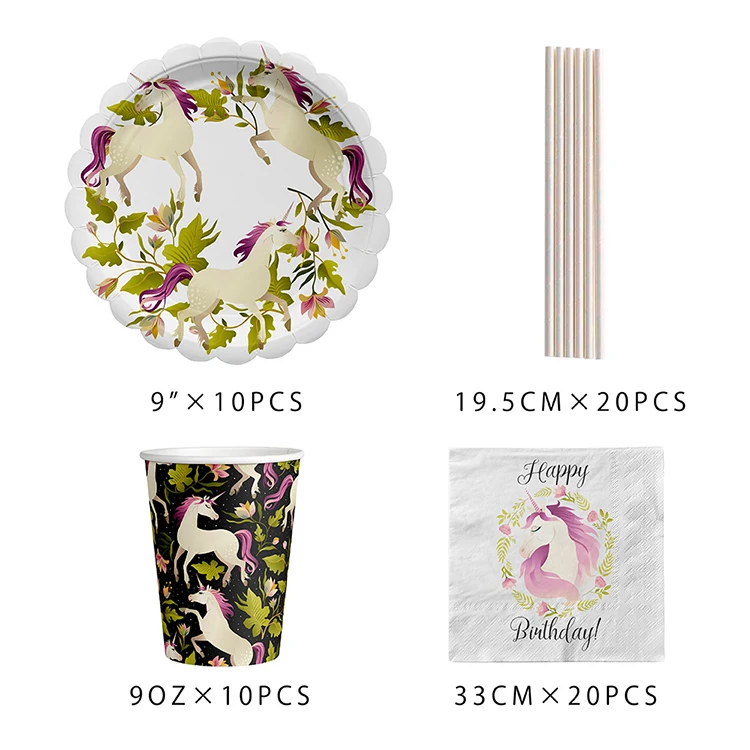 YR Happy  Birthday Disposable tableware set party supplies paper plates, napkins