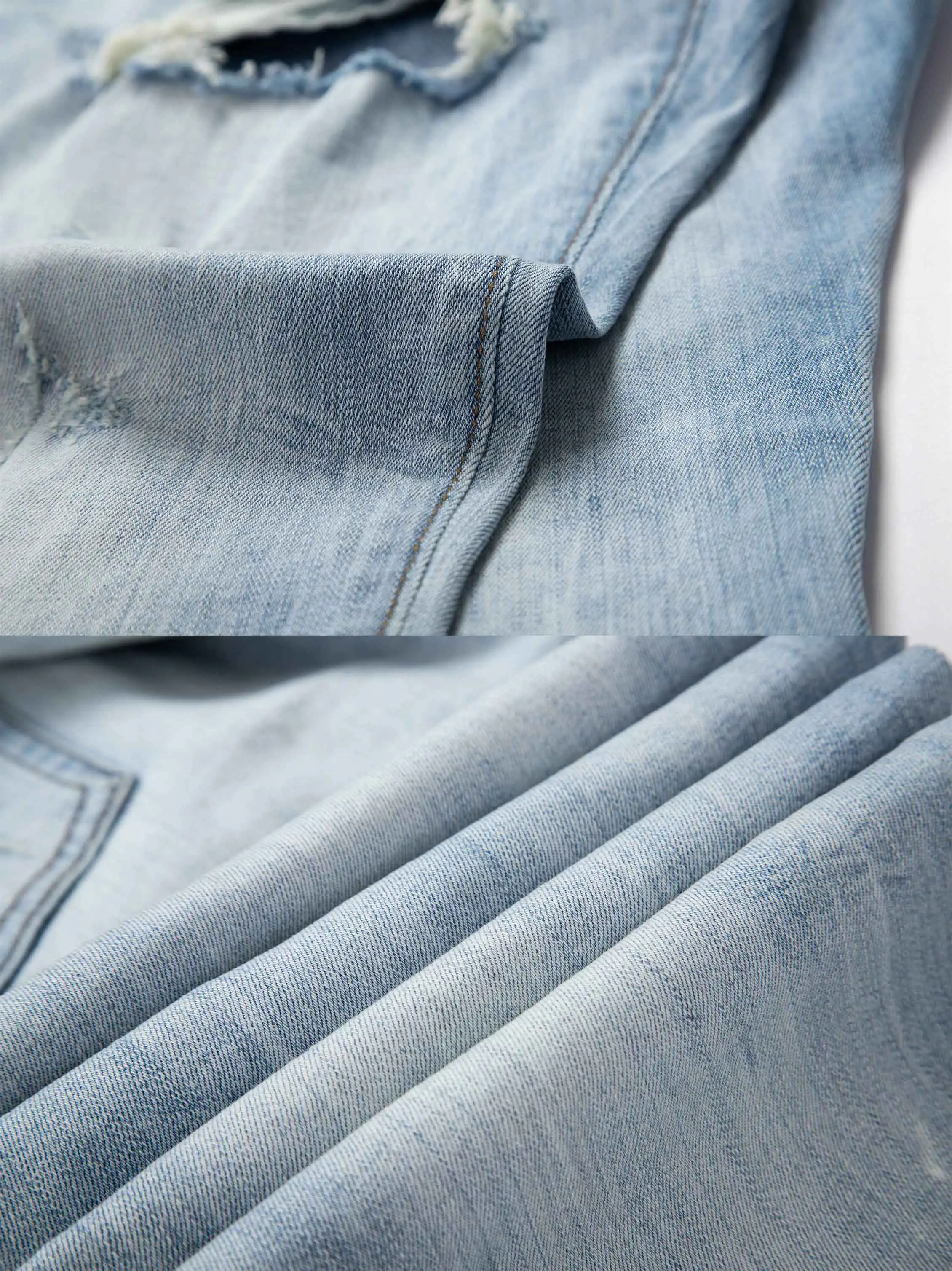 2020 stock jeans original denim jeans manufacturer blue aged wash slim fit button fly ripped biker jeans men with cheap price