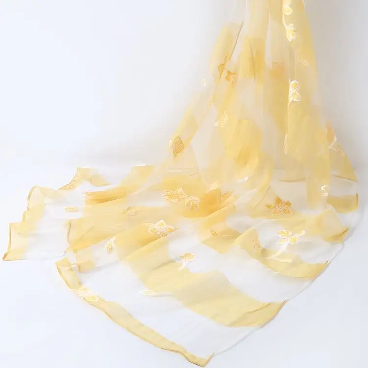Spring Fall Embroidery Voile Stoles Designer Fashion Shawls And Scarves For Women Stylish