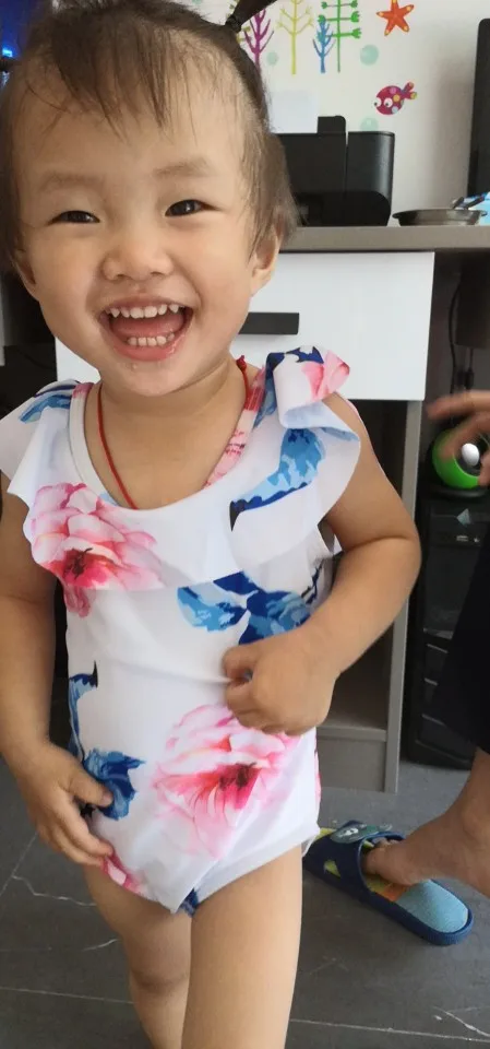 Kids swimwear cartoon cat cute print girls swimsuit kawaii one piece beachwear bathing suit high cut monokini for children