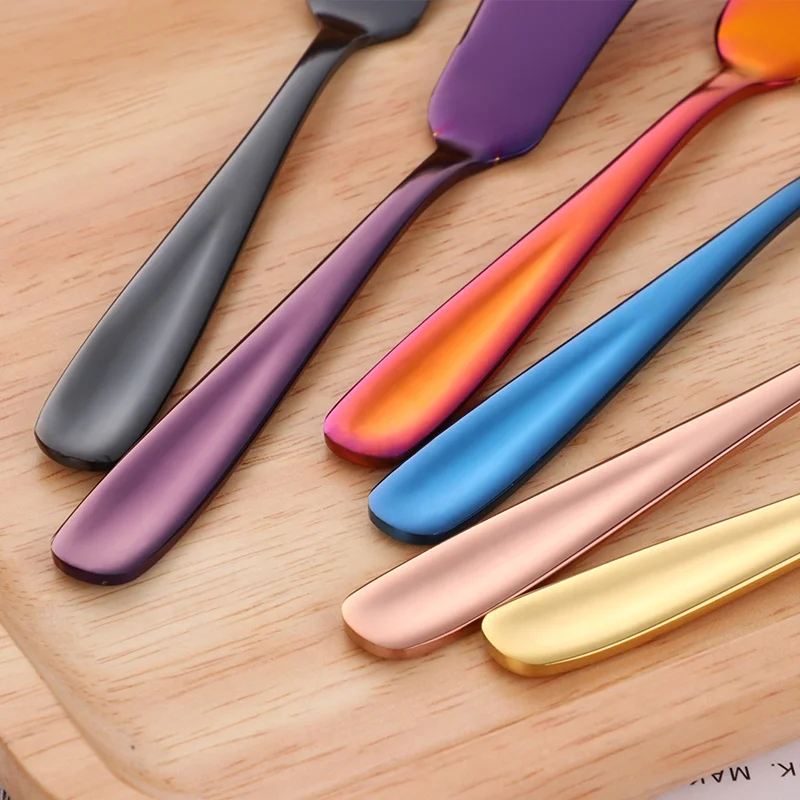 
Hot Sale Butter knife Cheese Dessert Jam knife Colorful 304 stainless steel Cutlery knife 