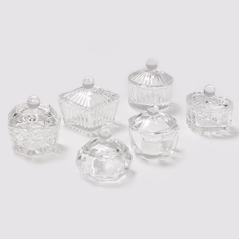 Горячая распродажа, стеклянная чашка для ногтей, акриловая чашка для хранения жидкого порошка, оптовая продажа, Стеклянная емкость, Хрустальная чашка для ногтей