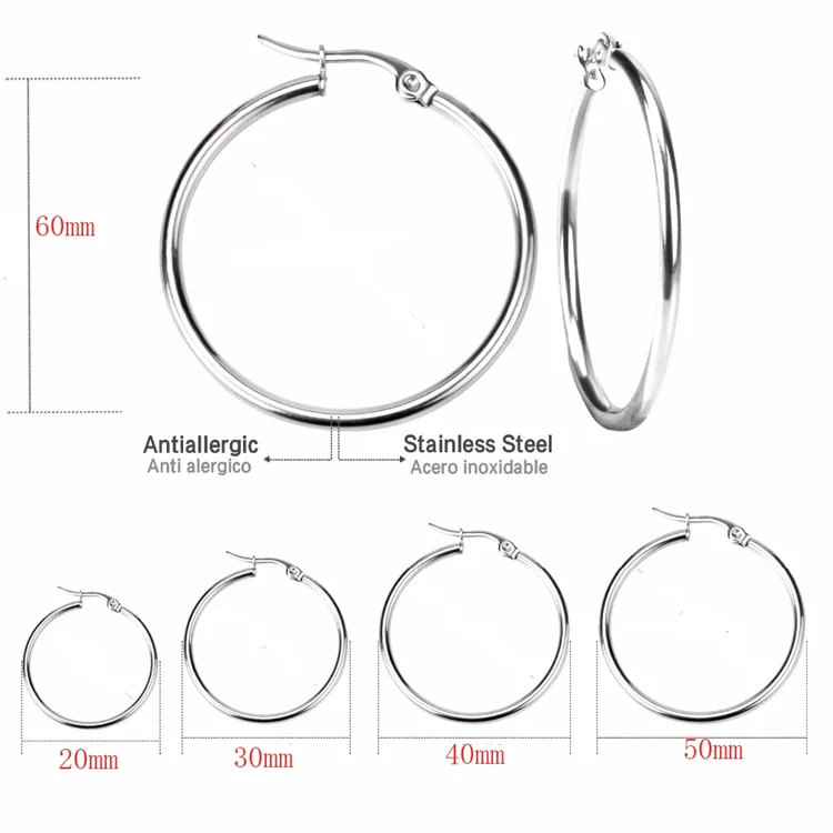 Bulk Trendy Classic Endless 925 Sterling Silver Gold Titanium Thin Line Oval Circle Big Large Hoop Earrings for Women