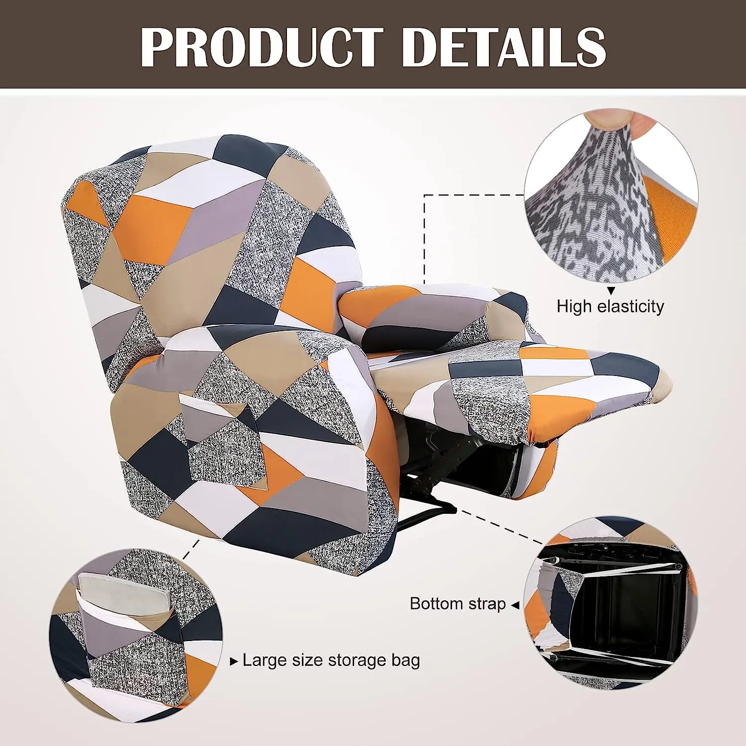 Wholesale Covers Sofa Printed Spandex Fabric Seat Recliner Stretch Elastic Sofa Cover