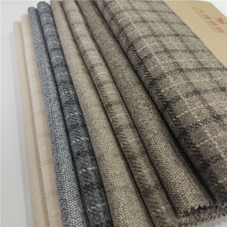 Tartan plaid fabric polyester brushed wool tweed fabric