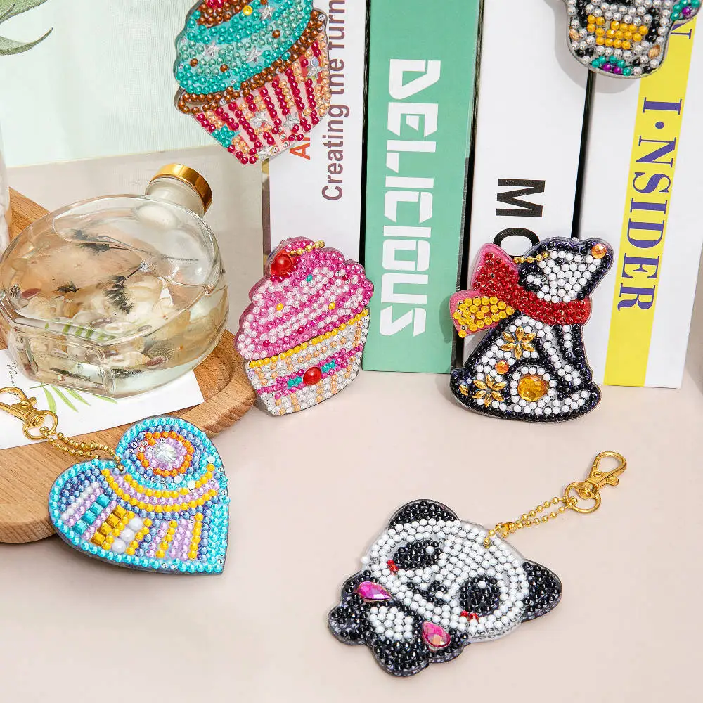 4/5pcs DIY Full Drill Special Shaped Diamond Painting Key Ring Elephant Keychain Gifts Embroidery Diamond Craft