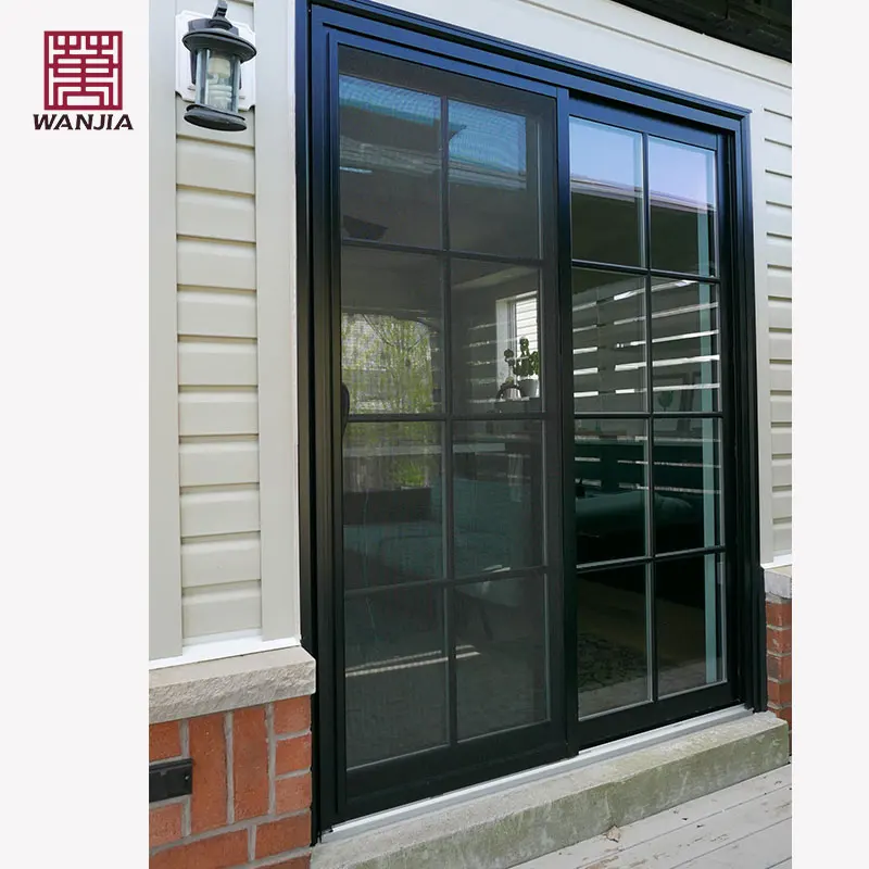 WANJIA Aluminum Sliding Glass Doors Customized Aluminum Frame Interior Noiseless Sliding Door