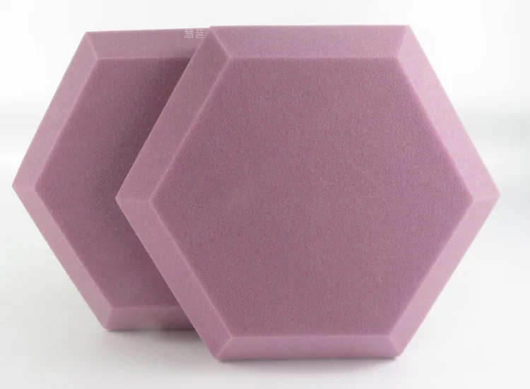 2023 New Design Soundproof Foam Which Fireproof and 7 Colors With Adhesive Glue Small Big Hexagon Colorful Chamfer Sponge