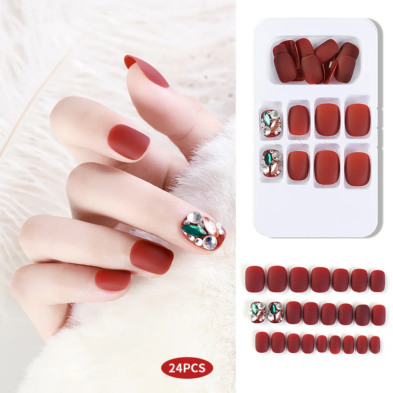 Finger Nails 24pcs Wearing Nail Patch Finished Product Disassembled For Women Waterproof Manucure Press On Nails