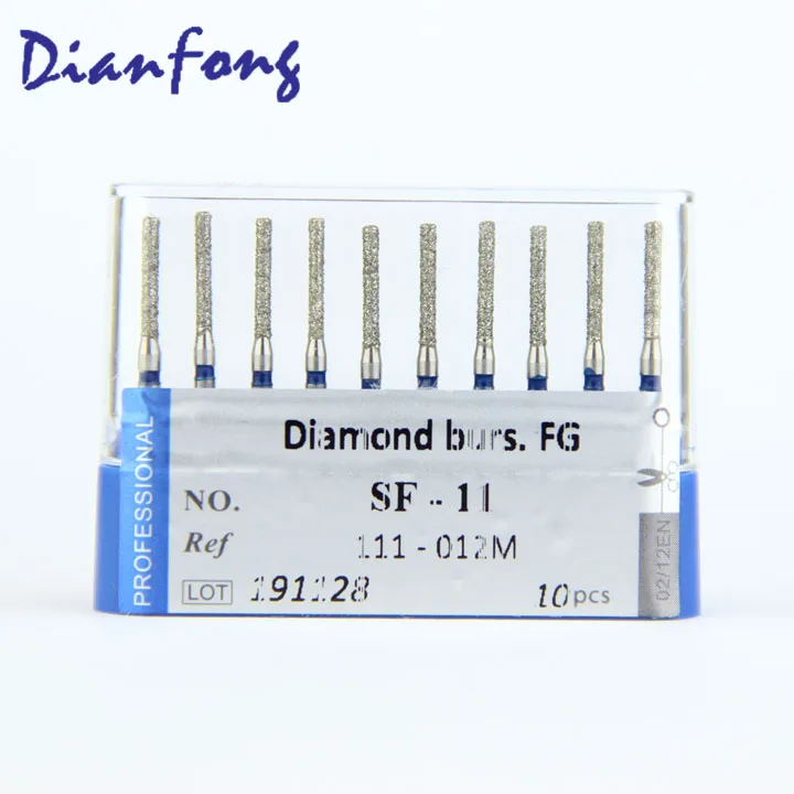 SF-11(111-012M) cylindrical shaped CE ISO certified medium FG high speed dental diamond bur dental instrument sharpening
